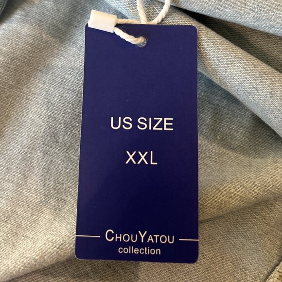 Chou Yatou NWT SZ XXL Blue Denim Midi Jacket Duster / Dress Western Boho Retro - Picture 10 of 12